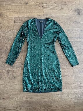 Express Green Sequin Midi Dress | Size Medium | Gently Worn